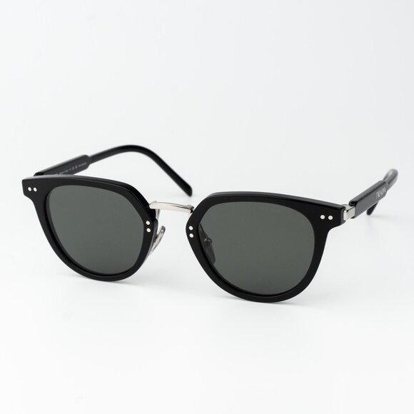 Prada Women Sunglasses Black Green Polarized Oval PR17YS 1AB03R BRAND NEW - Picture 1 of 13